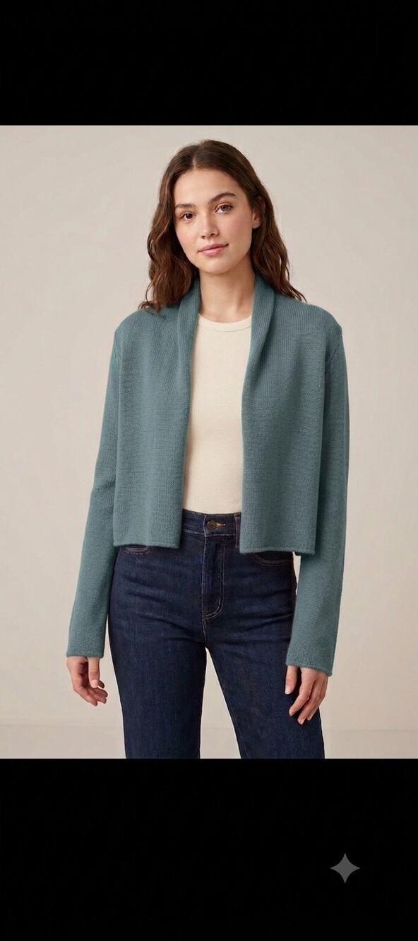 Peruvian Connection Teal Cotton Cardigan Sweater Small